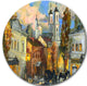 Old City, Cityscape Large Disc Metal Wall Art, 11"