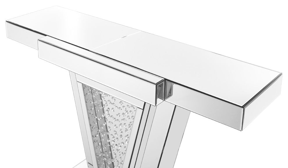 47" Rectangle Crystal Console Table, Clear Mirror Finish