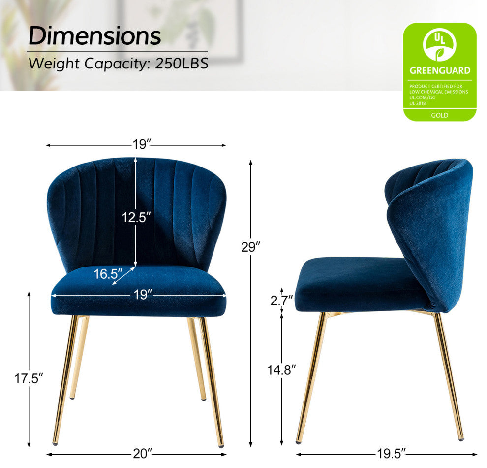 Luna Contemporary Side Chair With Tufted Back, Navy
