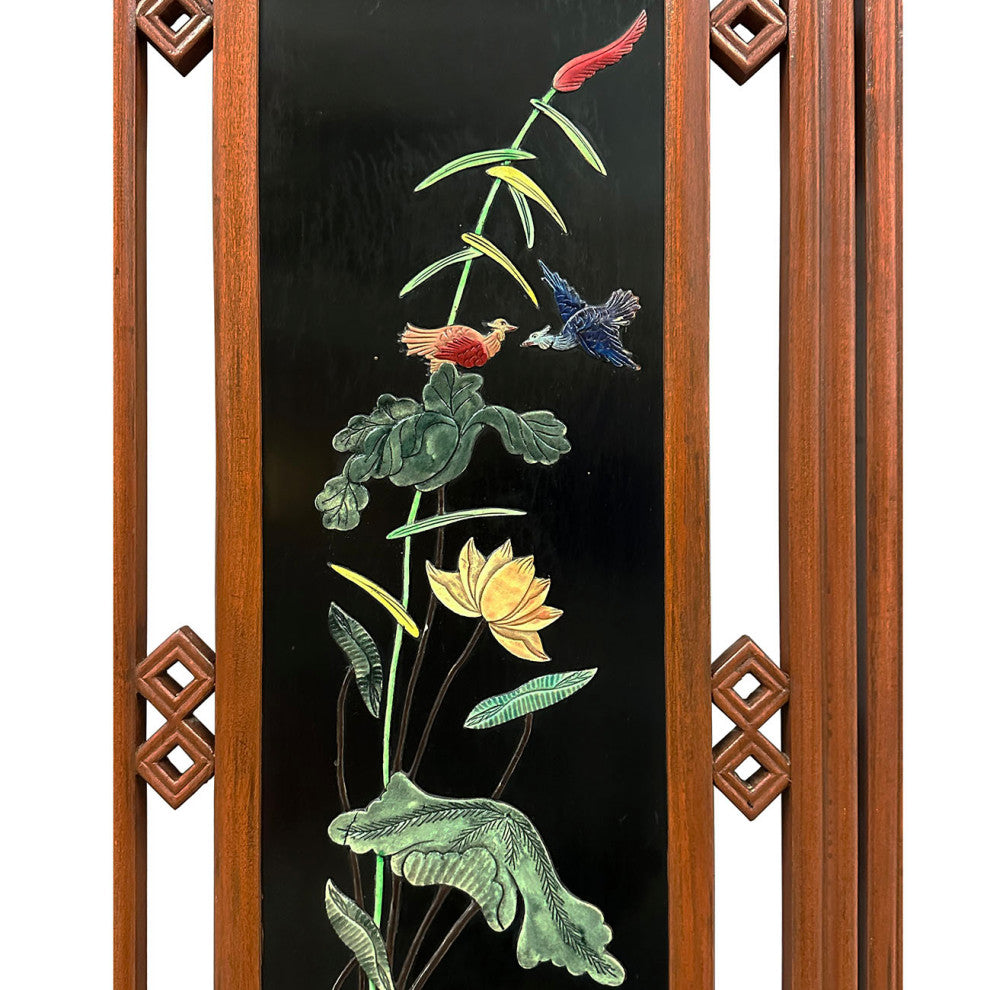 Consigned Vintage Chinese Folding Screen/Room Divider With Soapstone Inlay