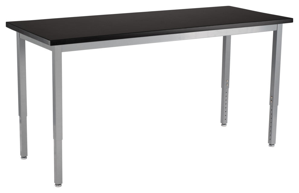 NPS Steel Height Adjustable Science Lab Table, 30x60, ChemRes Top, Grey Frame