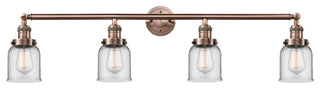 Small Bell 4-Light Bath Fixture, Clear Glass, Antique Copper