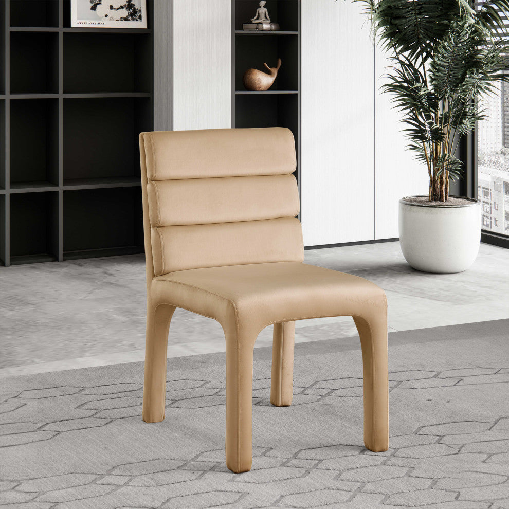 Kai Upholstered Dining Chair, Camel, Velvet, Set of 2