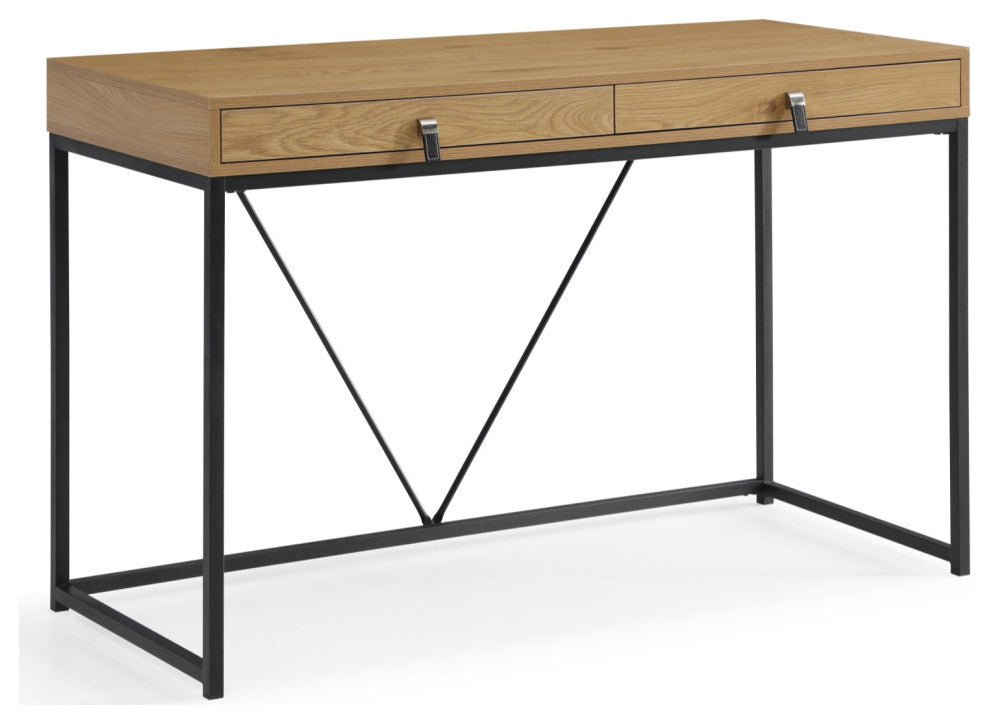 Loft Lyfe Marielle Desk, 2 Storage Drawers, Natural/Black