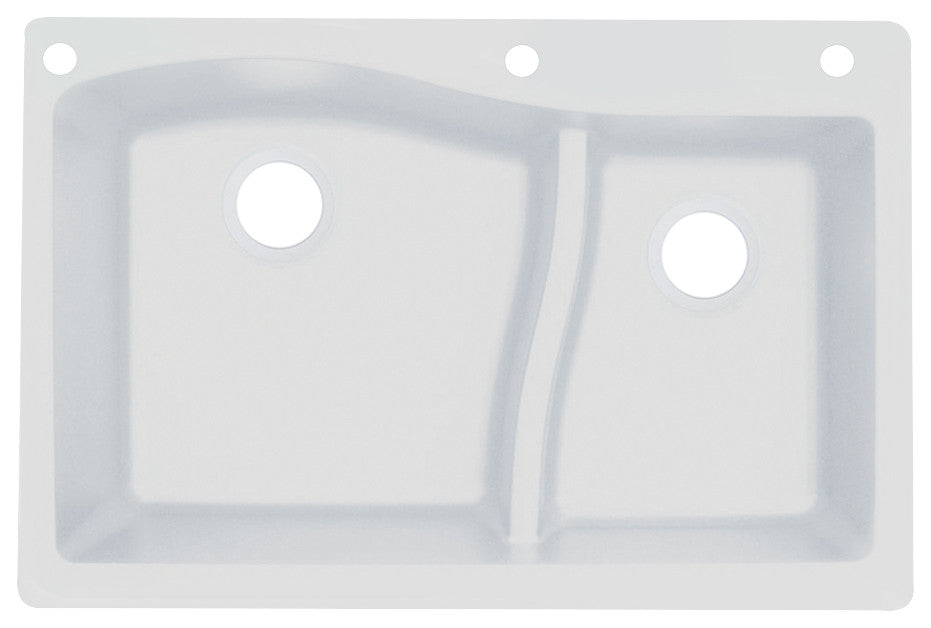 Aversa SilQ Granite 33-in. Drop-in Kitchen Sink with 3 BAE Faucet Holes in White