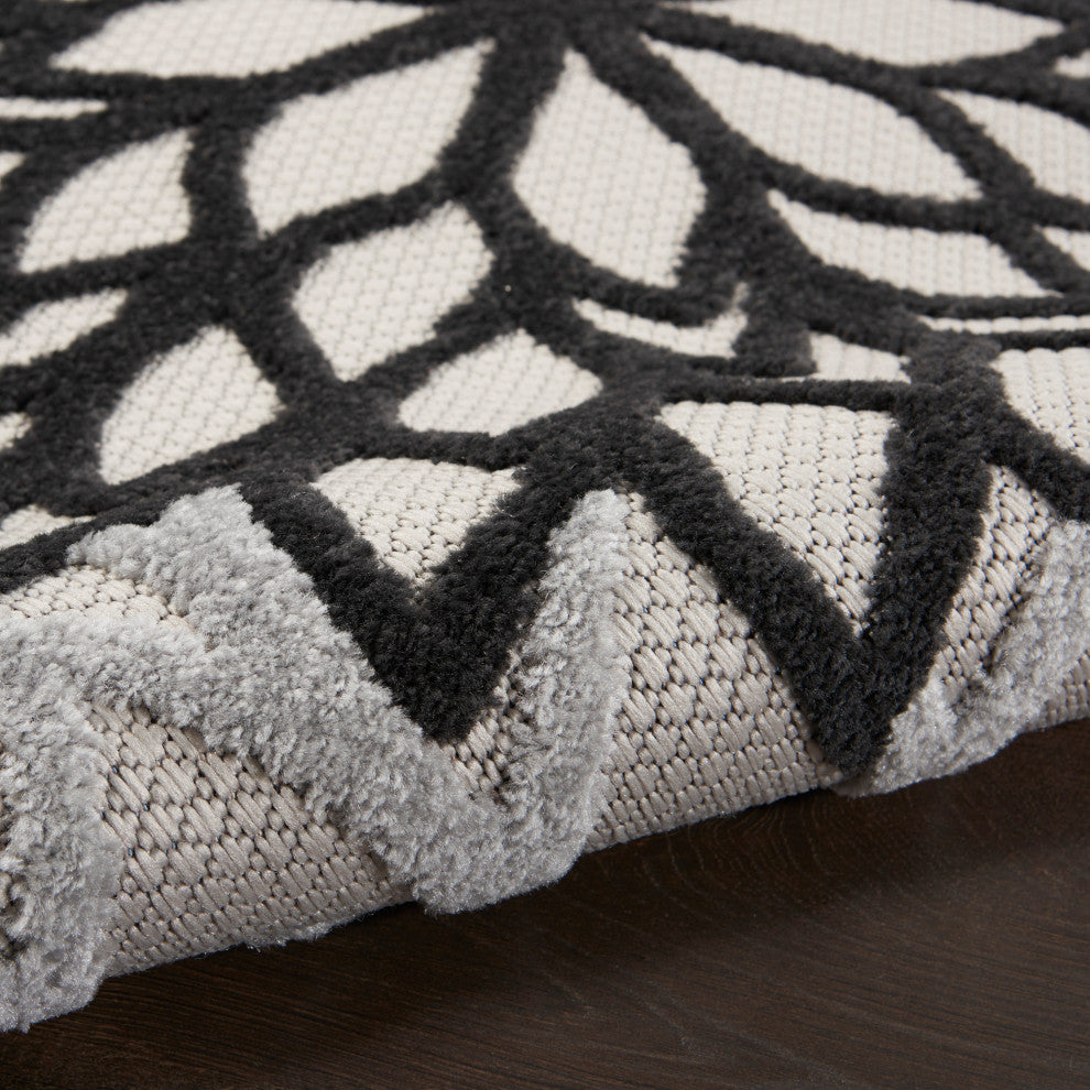 Nourison Aloha 6' x 9' Black White Tropical Area Rug