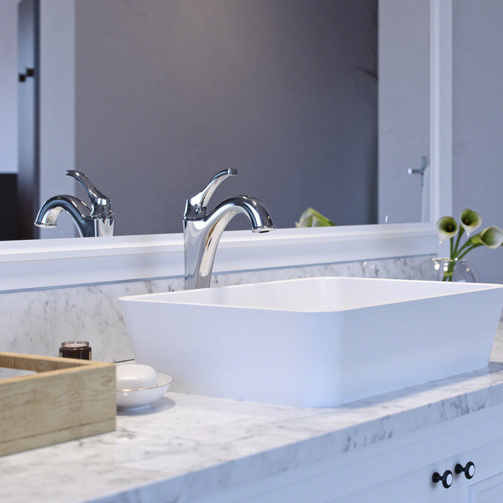 Kraus Arlo Single Handle Vessel Faucet, Pop Up Drain, Chrome, Set of 2
