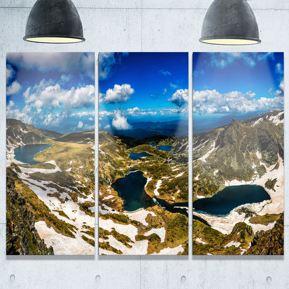 "Bright Blue Sky Over Seven Rila Lakes" Metal Wall Art, 3 Panels, 36"x28"