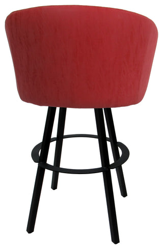 Swivel Metal Bar Stool Joey on Warren Base, Ruby Vinyl Black, 34"