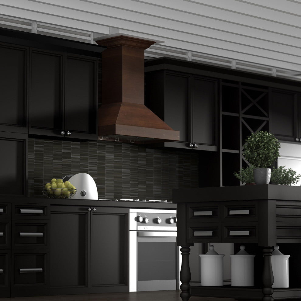 ZLINE 48 in. Wooden Wall Mount Range Hood, Walnut Includes Motor, KBRR-48