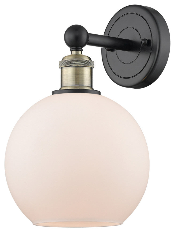 Athens 1-Light 8" Sconce, Black Antique Brass, Matte White