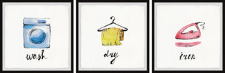 Wash, Dry and Iron Triptych, 3-Piece Set, 32x32 Panels