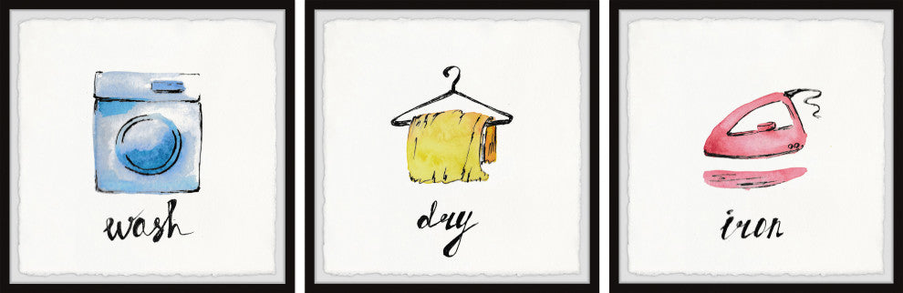 Wash, Dry and Iron Triptych, 3-Piece Set, 32x32 Panels