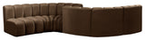 Arc Velvet Upholstered 6-Pc. Facing Modular Sectional, Brown
