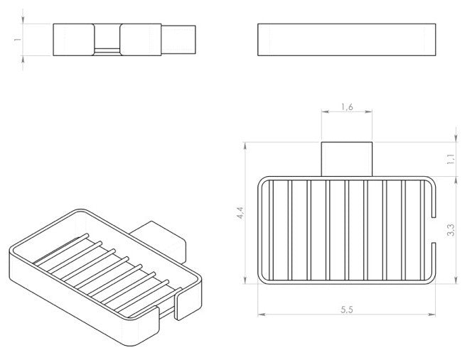 Wall Mounted Square Matte Black Wire Soap Holder