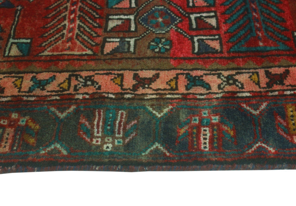 Fine Vintage Distressed Oren Red/Blue Runner, 3'2x11'10