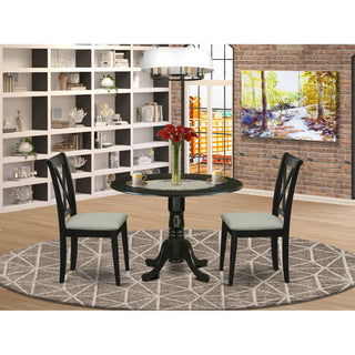3Pc Dinette Set, Rounded Table, Drop Leaves, Black