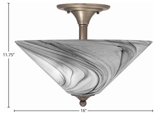 Semi-Flush 2-Light Semi-Flush Mount, Brushed Nickel/Onyx Swirl