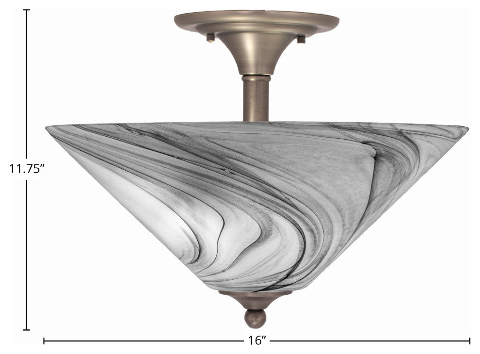 Semi-Flush 2-Light Semi-Flush Mount, Brushed Nickel/Onyx Swirl