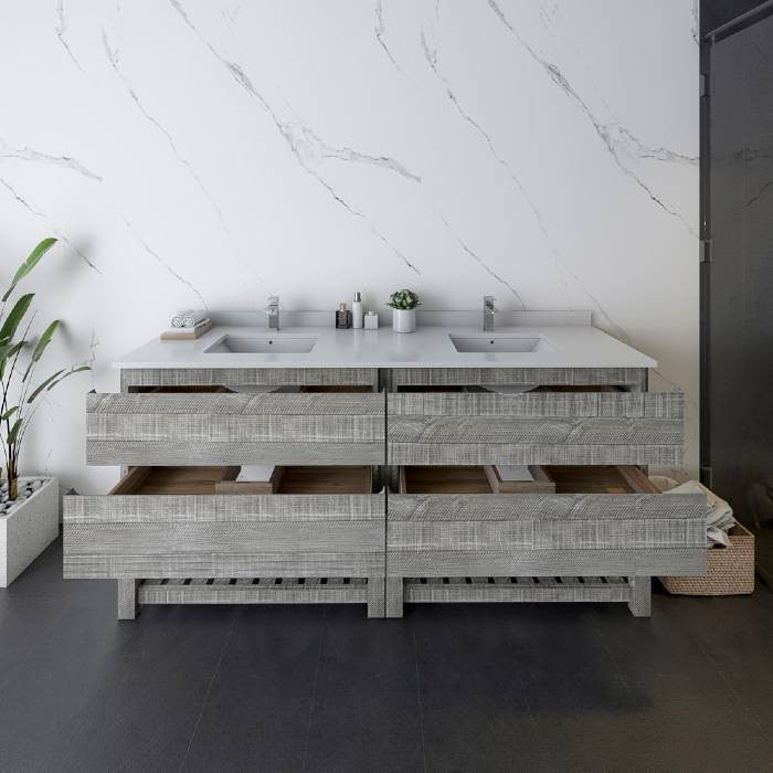 Fresca Formosa Modern 72" Ash Open Bottom Double Sink Bathroom Vanity