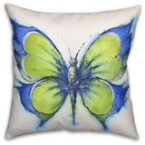 Green Butterfly Outdoor Throw Pillow, 20"x20"