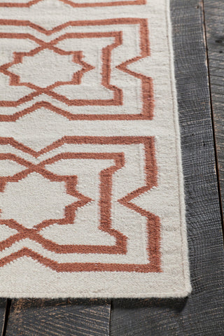 Lima Contemporary Area Rug, White and Orange, 3'x5'