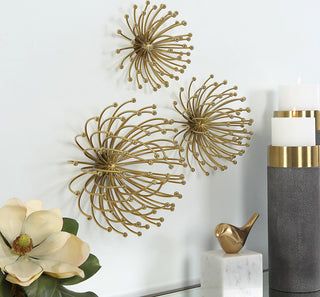 Uttermost 04337 Aga 8" Tall Metal Abstract Sculpture - Set of 3 - Gold