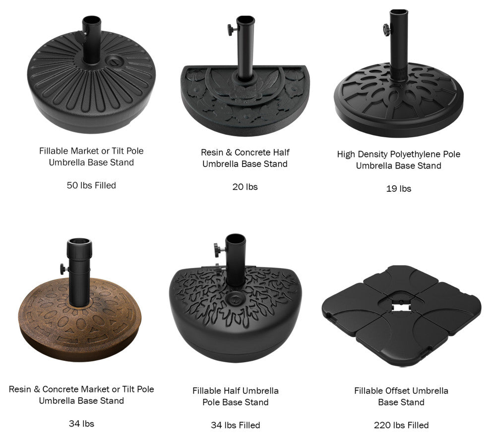 Pure Garden Half Moon 34 lb Weighted Semicircle Umbrella Base