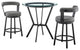 3-Piece Counter Height Dining Set In Black Metal and Gray Faux Leather