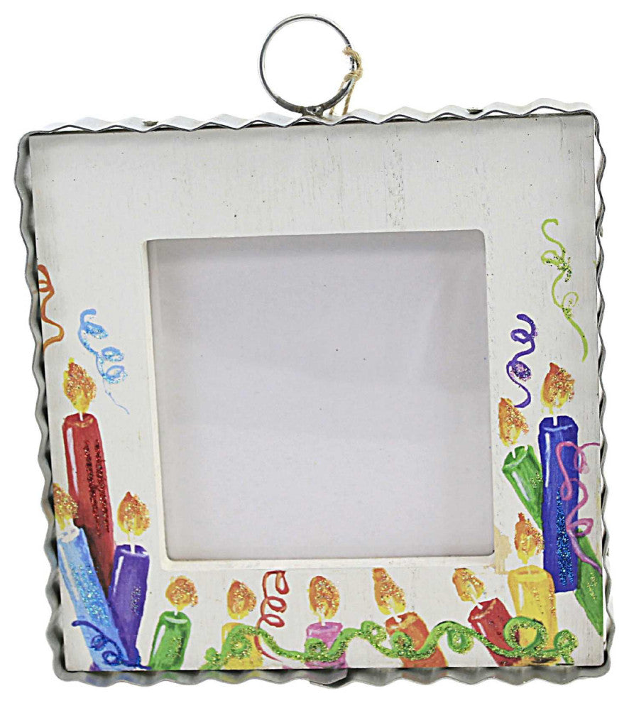 Round Top Collection Birthday Candle Photo Frame Wood Picture Celebrate Y22024