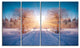 Winter Landscape in City Park, Landscape Canvas Art Print, 48"x28", 4 Panels