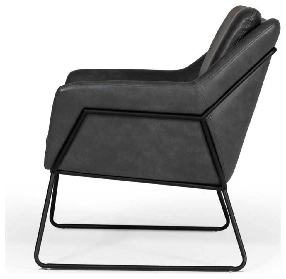 Modrest Jennifer Industrial Dark Grey Eco-Leather Accent Chair