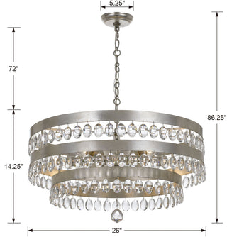 Crystorama Lighting Group 6108 Perla 6 Light 26"W Crystal - Antique Gold