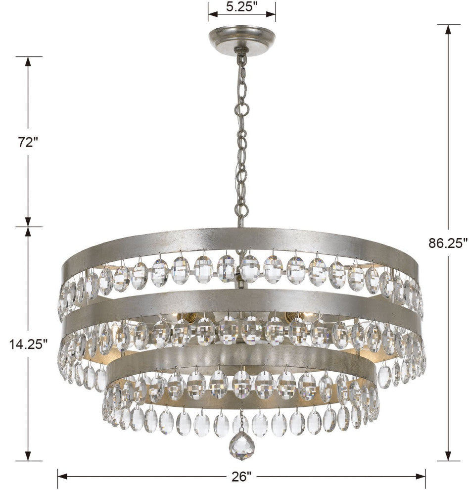 Crystorama Lighting Group 6108 Perla 6 Light 26"W Crystal - Antique Gold
