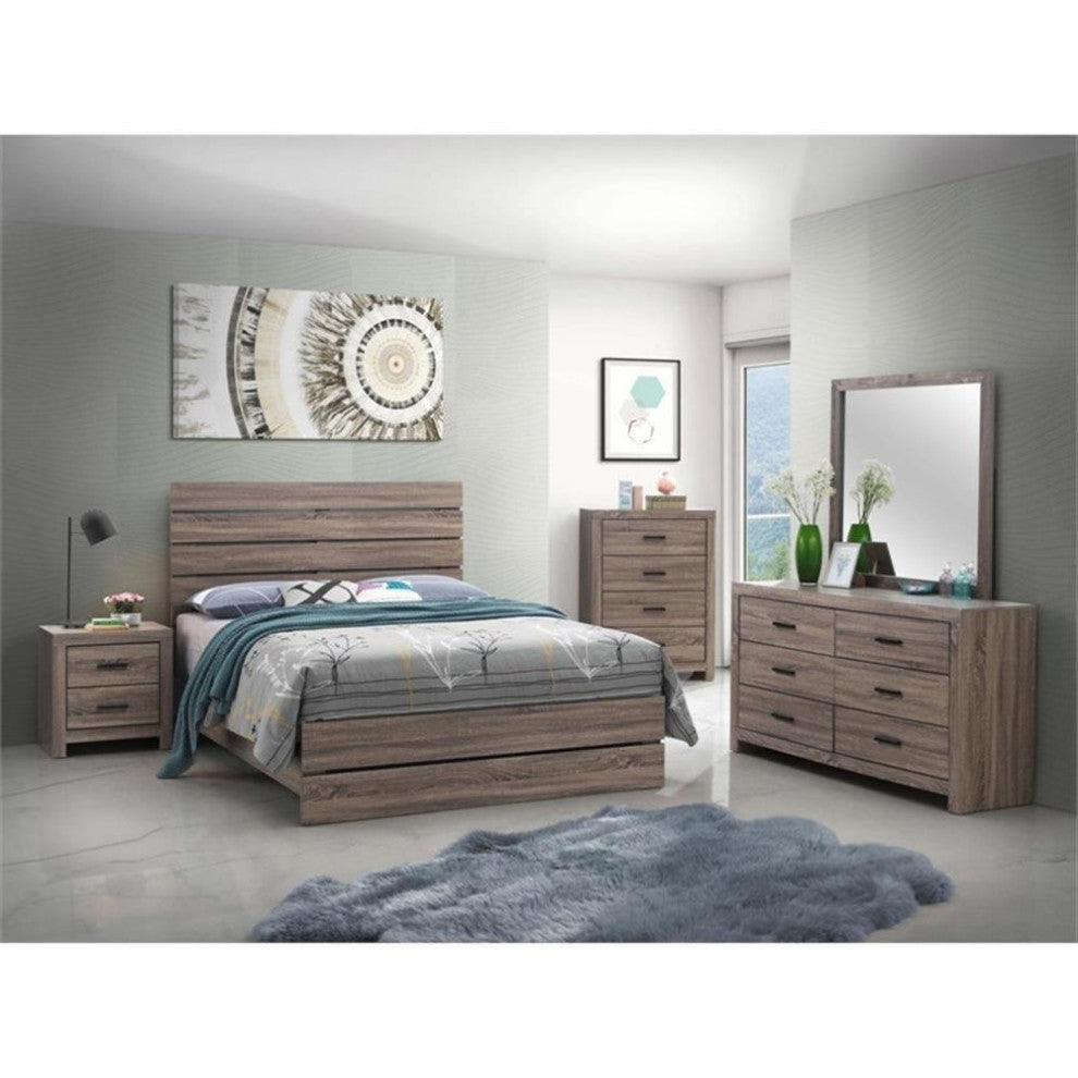 Coaster Brantford Farmhouse Wood Queen Panel Bed in Barrel Oak