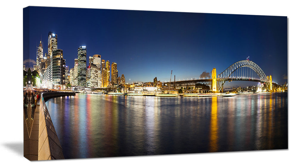 "Cityscape Sydney Nightfall" Panorama Canvas Print60"x28", 1 Panel