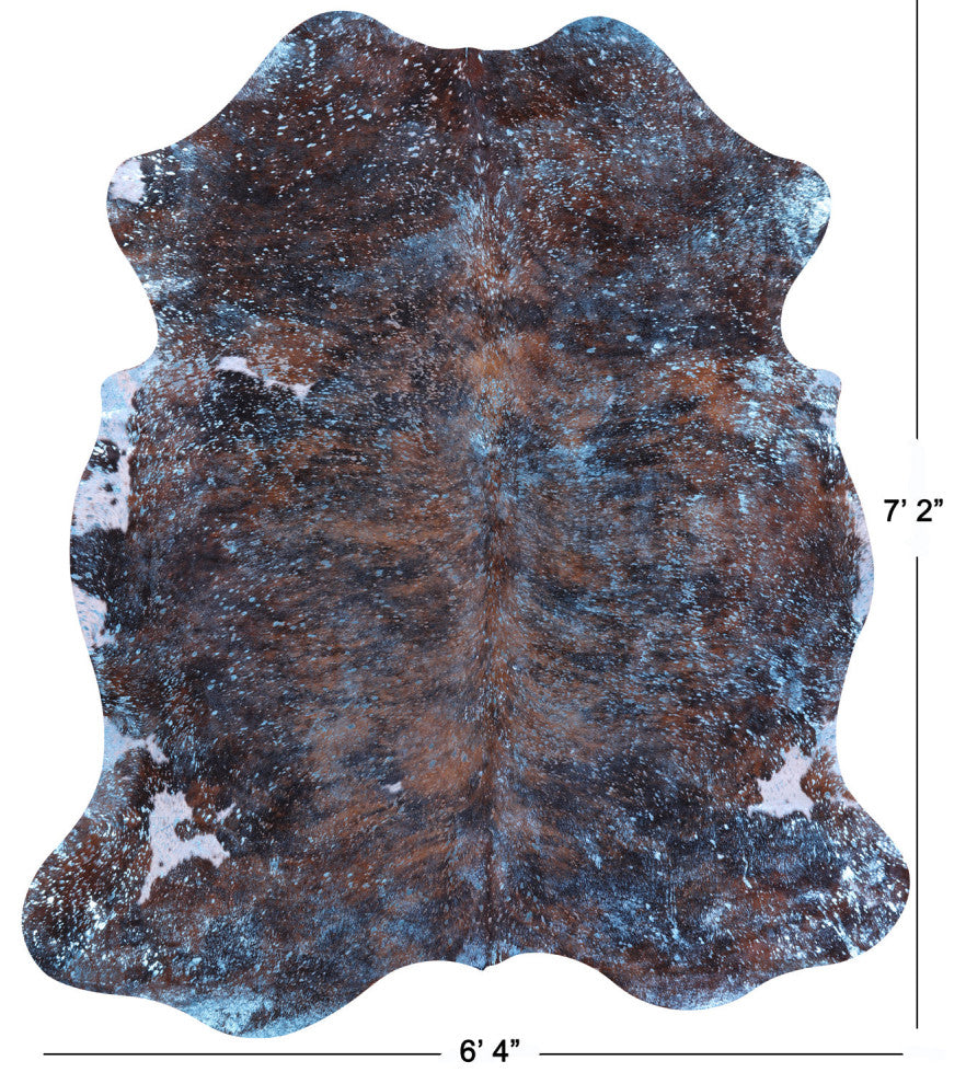 7' 2" X 6' 4" Blue Metallic Cowhide Rug C2113