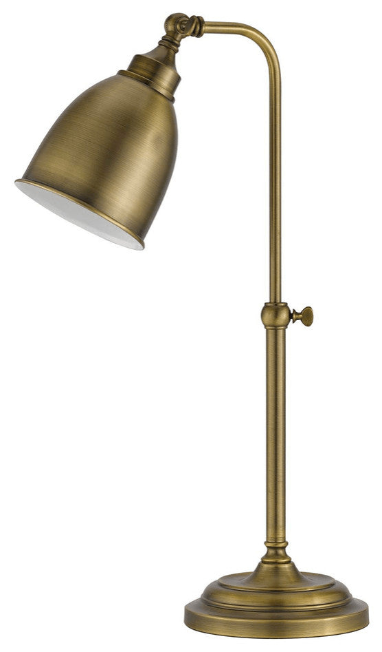 25" Bronze Metal Adjustable Table Lamp With Antiqued Brass Dome Shade