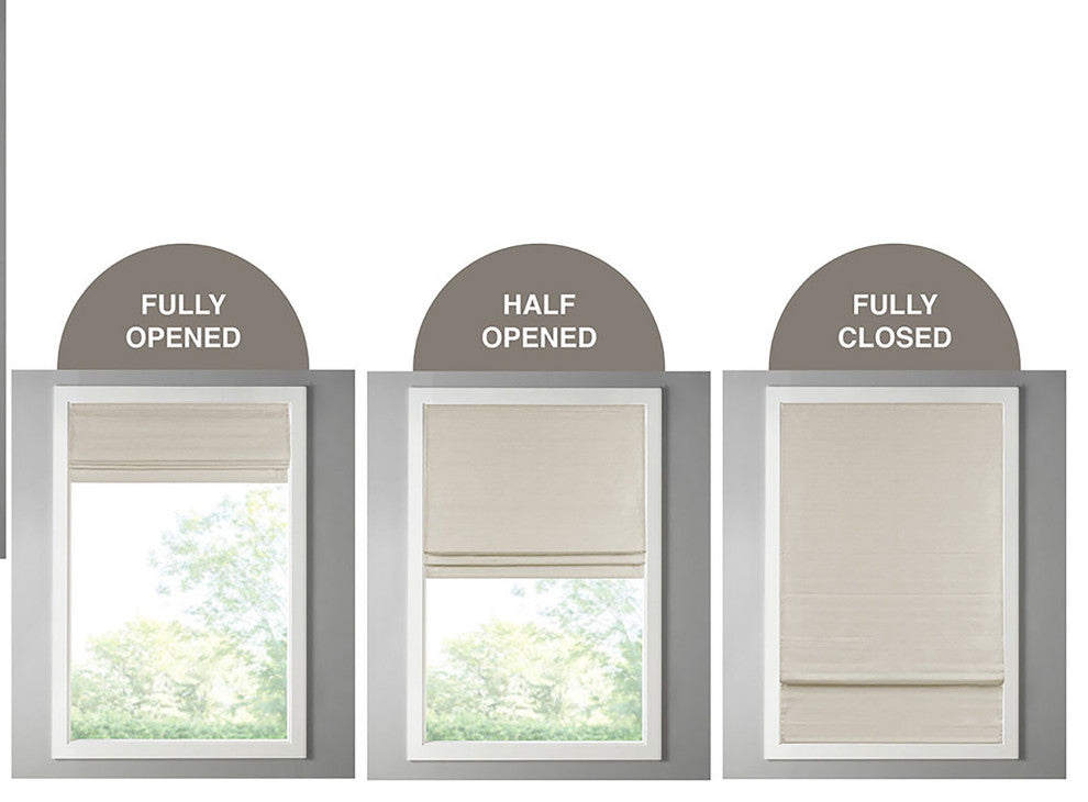 Madison Park Como Faux Silk Cordless Roman Shade, Ivory, 35 X 64"
