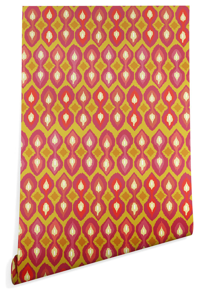 Deny Designs Sharon Turner Party Boardwalk Ikat Wallpaper, Orange, 2'x4'