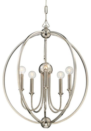 CRYSTORAMA 2247-PN_NOSHADE 5 Light Polished Nickel Chandelier