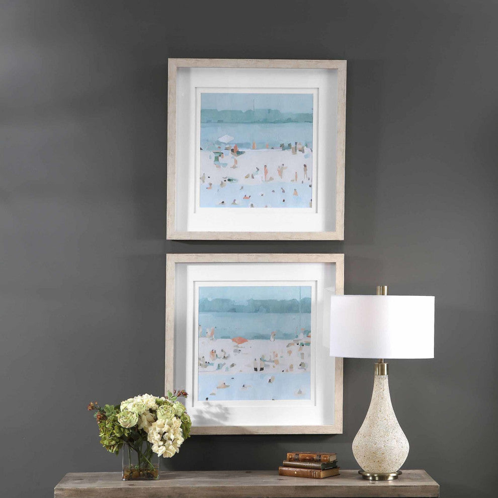 Uttermost 33695 Sea Framed Beaches Prints on Paper - Set of 2 - Light Beach
