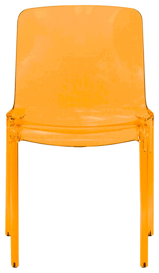 LeisureMod Murray Lucite Stackable Molded Dining Side Chair, Transparent Orange