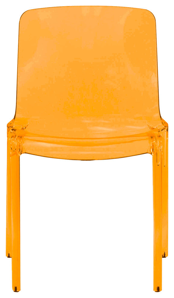LeisureMod Murray Lucite Stackable Molded Dining Side Chair, Transparent Orange