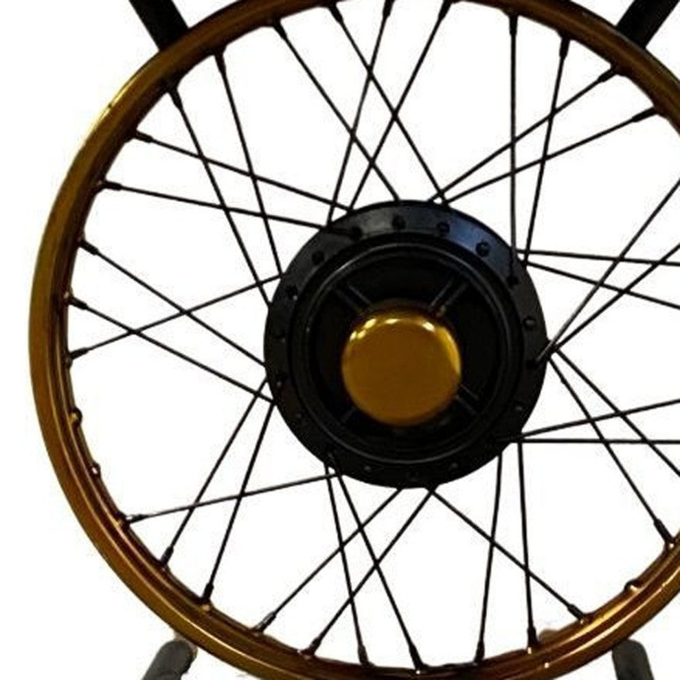 Black and Gold Wheel Accent Table