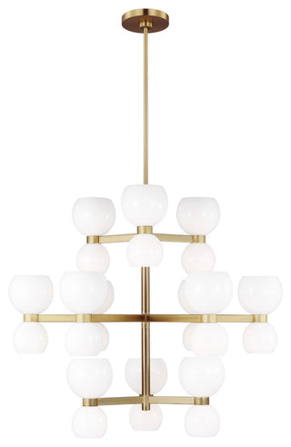 Londyn Large Chandelier, Burnished Brass with Milk White Glass