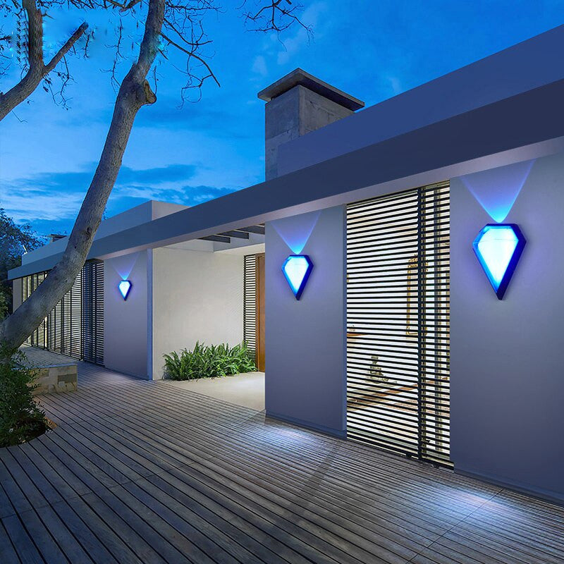 Outdoor Waterproof Diamond Shape Colorful Light LED Wall Lamp For Garden, Green