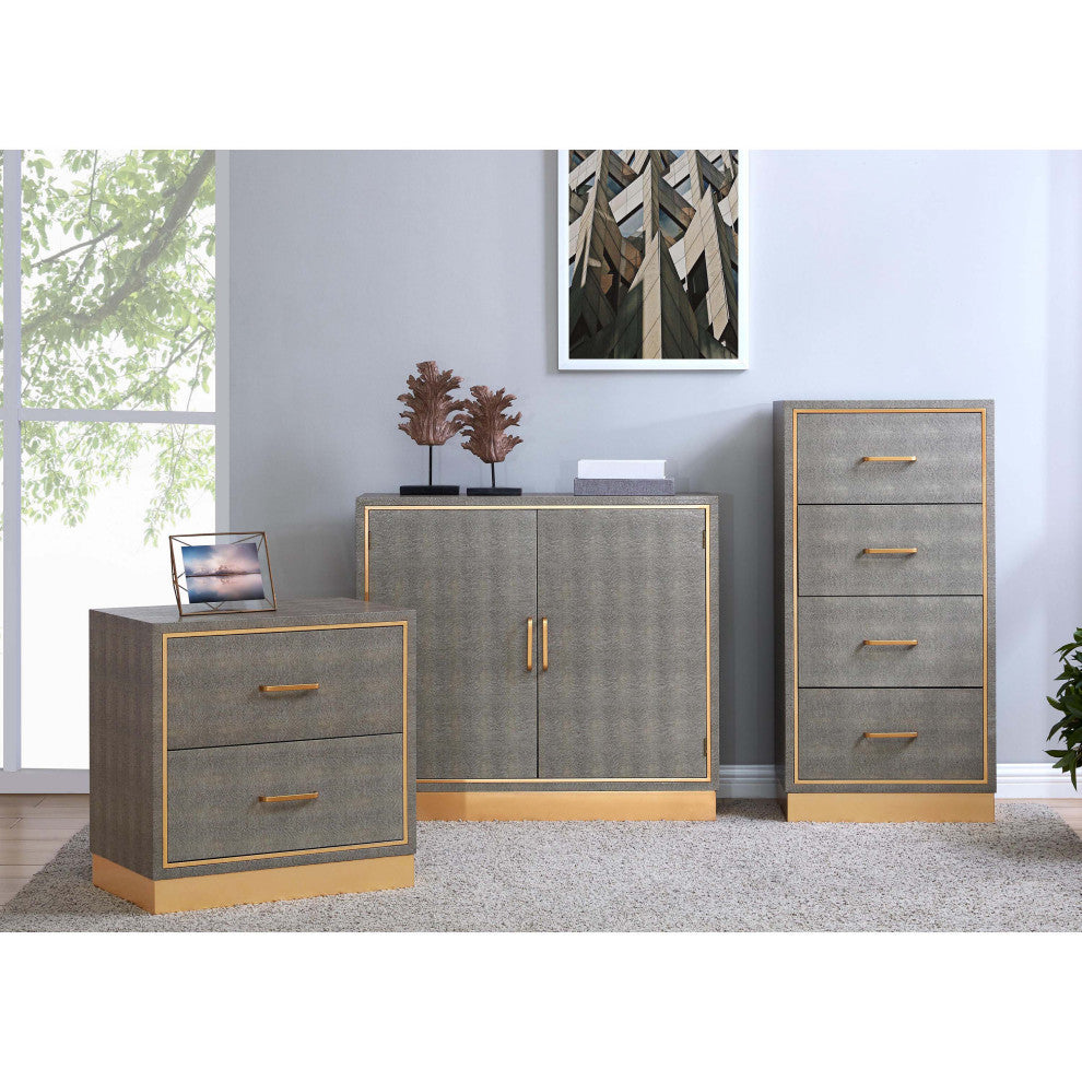 Edinburgh 2-Drawer Faux Shagreen End Table