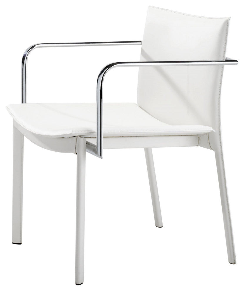 Office Chair, Set of 2, Faux Vinyl Leather, Steel, White, Chrome, Home Business