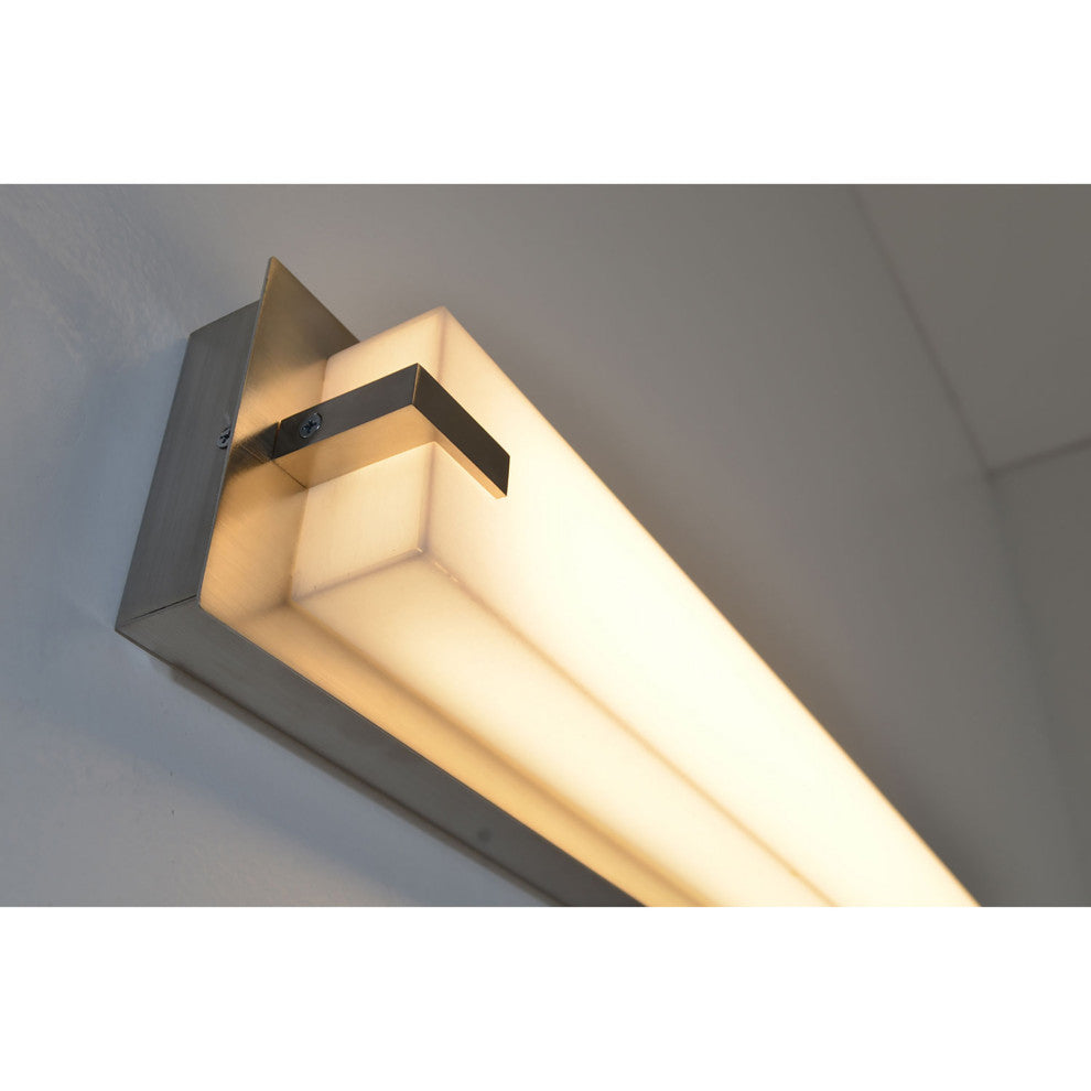 Sinclair LED Vanity, Satin Nickel Finish, White Acrylic Shade, 39"